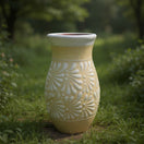 Cream & White Talavera Vase | Handcrafted Floral Pottery