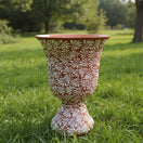 XL Brown & White Talavera Pedestal Planter | Handcrafted Flower Pot