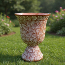 XL Brown & White Talavera Pedestal Planter | Handcrafted Flower Pot