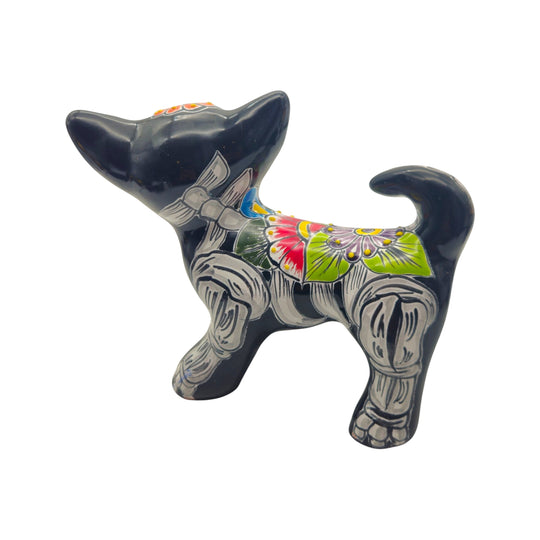 Talavera Chihuahua Statue | Hand-Painted Day of the Dead Art