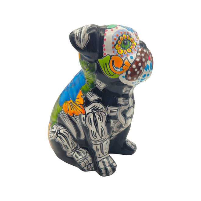 Day Of The Dead Bulldog Figurine - Handmade Talavera