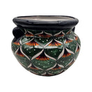 Vibrant Talavera Flower Pot | Green Peacock Design