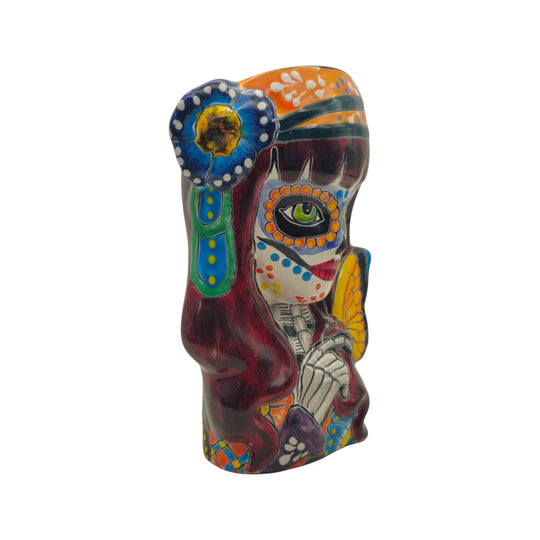 Talavera Butterfly Skull Planter | Colorful Day of the Dead Design