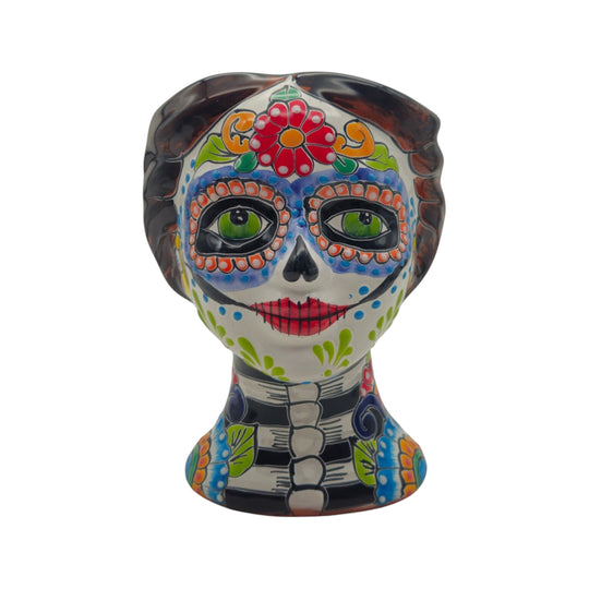 Talavera Skull Face Planter | Hand-Painted Day of the Dead Pottery
