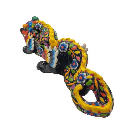 Handmade Talavera Dragon Statue | Vibrant Cultural Art