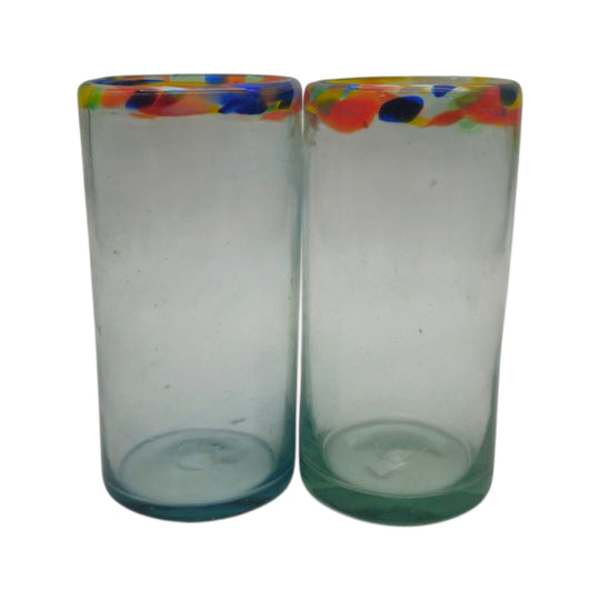 Hand-Blown Colorful Tumbler Glass | Confetti Rim