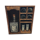 Mexican Tequila Decanter & Shot Glass Set | Rustic Wooden Display