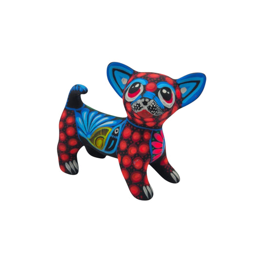 Alebrije Chihuahua Dog Figurine | Handmade Mexican Folk Art, vibrant hand-painted ceramic decor