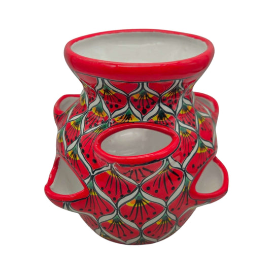 Talavera Strawberry Planter | Red Peacock Design vase