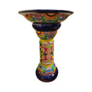 Talavera Bird Bath | Blue Rim Mexican Garden Decor