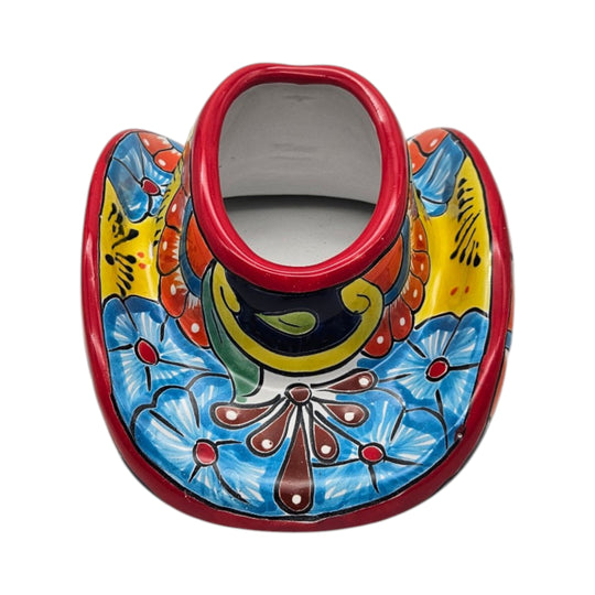 Small Talavera Sombrero Planter | Hand-Painted Cowboy Hat Decor