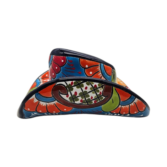 Small Talavera Sombrero Planter | Hand-Painted Cowboy Hat Decor