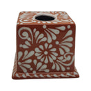 Talavera Tissue Box | Brown & White Floral Design