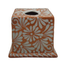 Talavera Tissue Box | Brown & White Floral Design