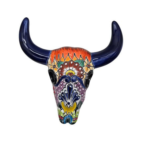 Talavera Bull Skull Wall Decor | Colorful Handmade Longhorn Art