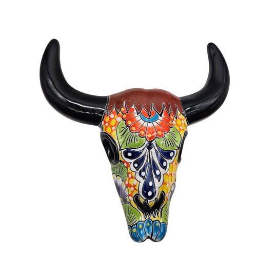 Talavera Bull Skull Wall Decor | Colorful Handmade Longhorn Art