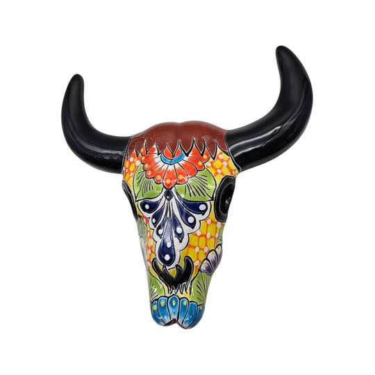 Talavera Bull Skull Wall Decor | Colorful Handmade Longhorn Art