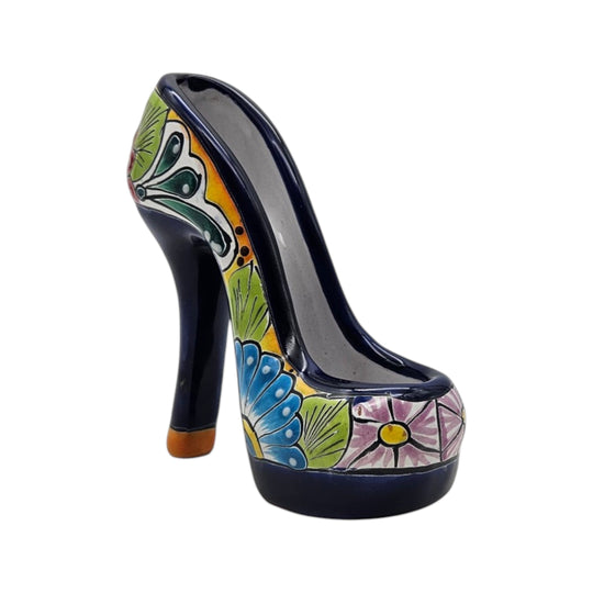 Talavera High Heel Statue | Colorful Handmade Mexican Decor