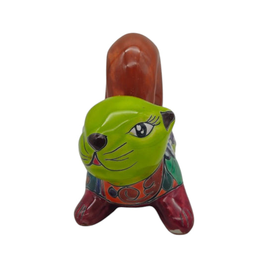 Talavera Squirrel Statue | Colorful Hand-Painted Mexican Figurine
