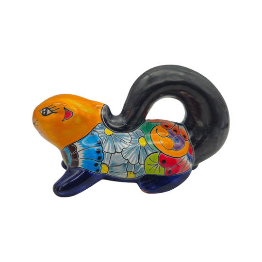 Talavera Squirrel Statue | Colorful Hand-Painted Mexican Figurine