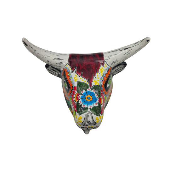 Talavera Bull Skull Wall Art | Day of the Dead Decor