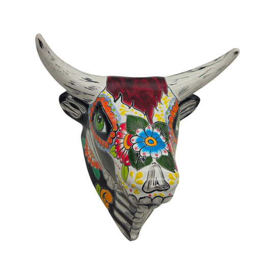 Talavera Bull Skull Wall Art | Day of the Dead Decor