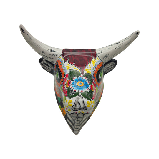 Talavera Bull Skull Wall Art | Day of the Dead Decor