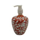 Talavera floral soap dispenser on a white background.