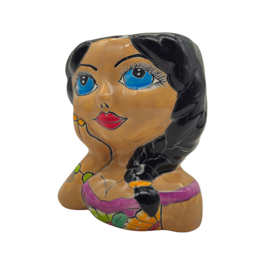 Talavera Lady Planter | Hand-Painted Mexican Decor