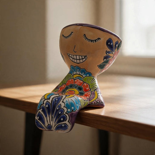Talavera Face Planter | Hand-Painted Mexican Ceramic Decor
