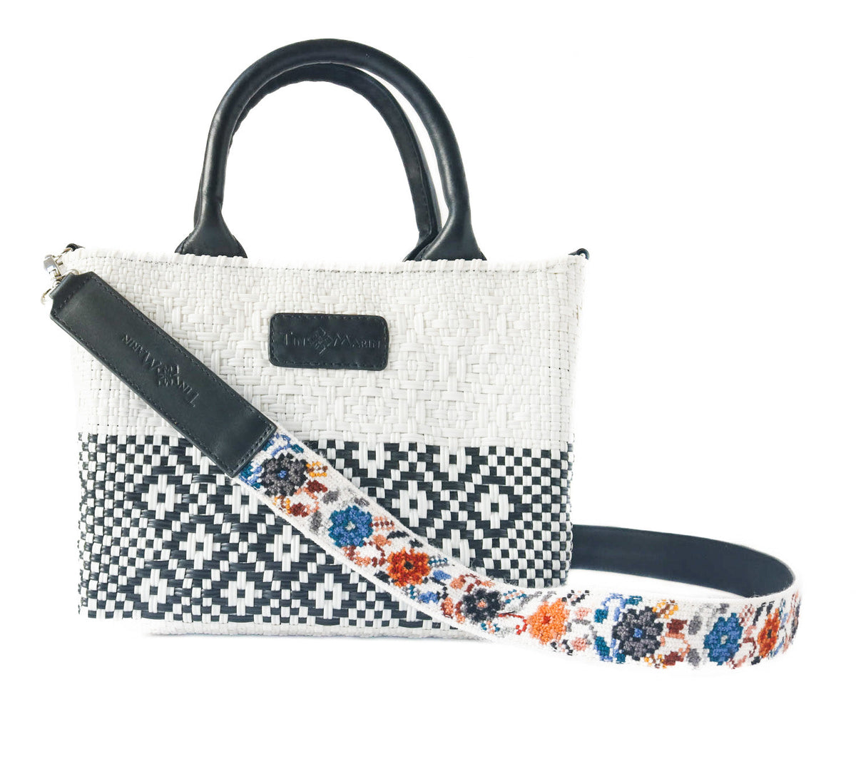 White Small Woven Crossbody Bag