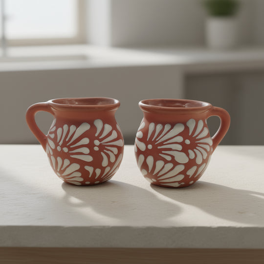 Mexican Clay Jarrito Mug | Handmade Brown Pottery Cup