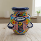 Blue Rim Talavera Strawberry Pot | Hand-Painted Mexican Planter