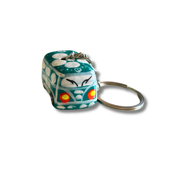 Hand-Painted Mexican Clay Car Keychain