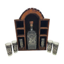 Mexican Tequila Decanter Set | 6 Shot Glasses & Wooden Display