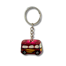 Hand-Painted Mexican Clay Car Keychain