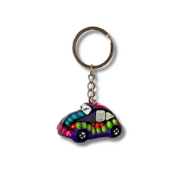 Hand-Painted Mexican Clay Car Keychain