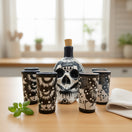 Talavera Skull Decanter with 6 Shot Glasses | Mexican Bar Set