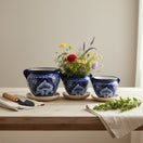 Blue & White Talavera Planter Trio | Hand-Painted Pot Set