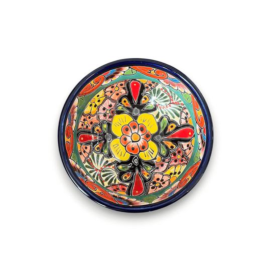 5" Colorful Talavera Ceramic Bowl | Mexican Dinnerware - hand-painted Talavera bowl with vibrant floral pattern from Guanajuato, lead-free glaze