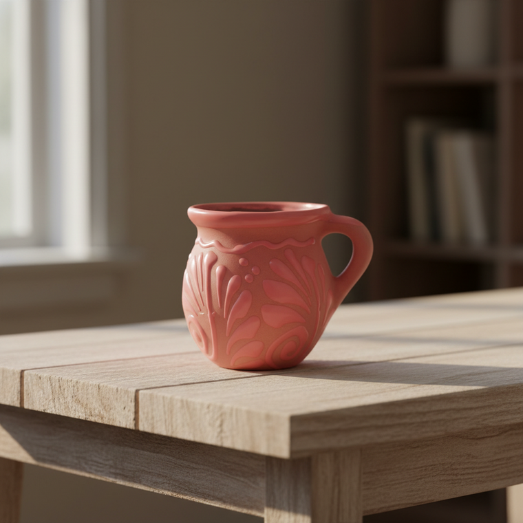Pink Talavera Mug | Authentic Handmade Mexican Clay Jarrito