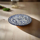 8" Talavera Blue & White Dinner Plate | Mexican Dinnerware hand-painted 8-inch ceramic plate from Guanajuato with blue floral Talavera design