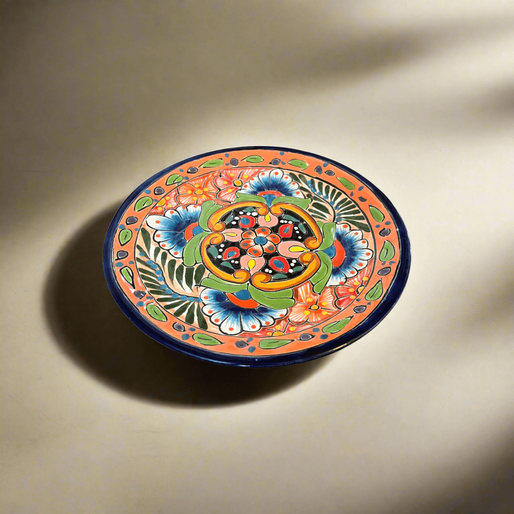 8" Talavera Ceramic Dinner Plate | Authentic Mexican Dinnerware - hand-painted colorful floral design from Guanajuato, Mexico