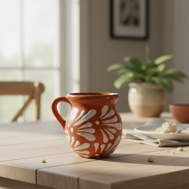 Mexican Clay Jarrito Mug | Handmade Brown Pottery Cup