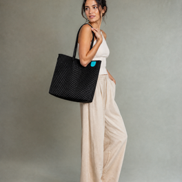 All Black Woven Tote