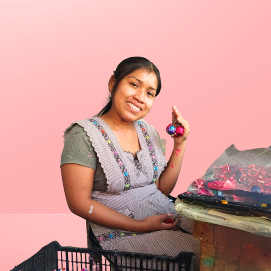 Hand-Painted Mexican Clay Car Keychain