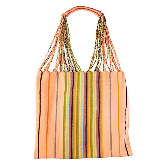 Poppy Woven Striped Tote | Hammock Bag - Mexico
