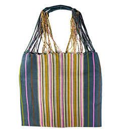 Poppy Woven Striped Tote | Hammock Bag - Mexico