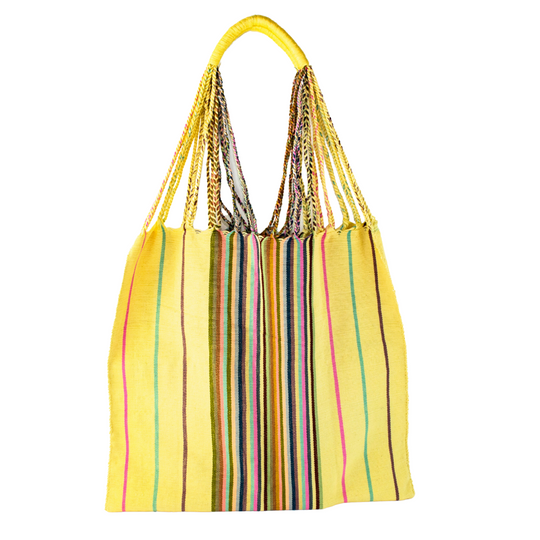 Poppy Woven Striped Tote | Hammock Bag - Mexico