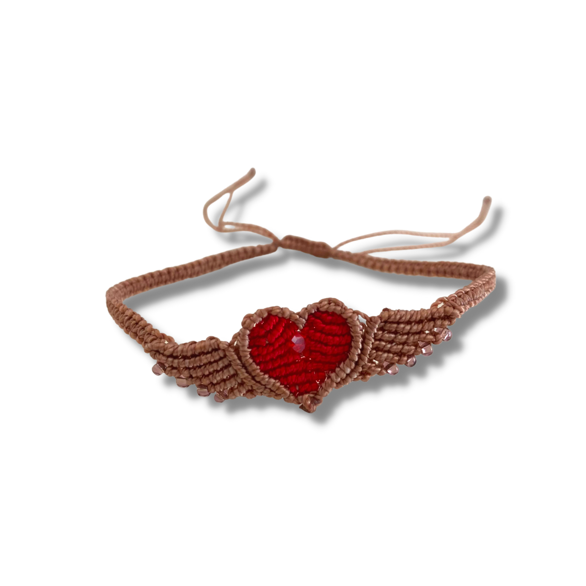 Macrame Woven Heart Wings Pull String Bracelet - Mexico